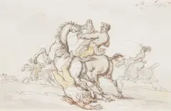 A Fall From A Horse by Thomas Rowlandson, watercolour over pen and ink 11 cm by 18 cm, sold Oct 2017