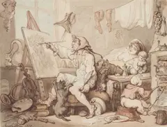 Thomas Rowlandson, The Chamber Of Genius, watercolour over pen and ink and pencil 22 cm by 29 cm