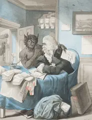 Robert Dighton, A Lawyer And His Agent, watercolour 32 cm by
