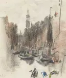 Hercules Brabazon Brabazon, Hamburg, pencil with coloured chalks