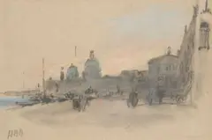 Hercules Brabazon Brabazon, The Salute From The Piazza San Marco, Venice, chalks 15 cm by 23 cm
