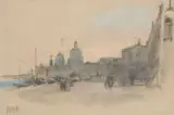 Hercules Brabazon Brabazon, The Salute From The Piazza San Marco, Venice, chalks 15 cm by 23 cm