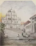 Alexander Rattray, Facade Of St Paul'S, Macau, watercolour over pen and ink