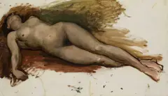 William Linnell, Reclining Female Nude, oil on canvas sold together with a drawing of a female nude by the same hand the fi