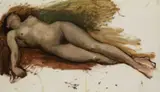 William Linnell, Reclining Female Nude, oil on canvas sold together with a drawing of a female nude by the same hand the fi