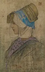 Nico Jungmann, Zeeland Woman, watercolour over pencil on board
