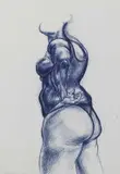 Peter Howson, Female Figure, pen and blue ink 29 cm by
