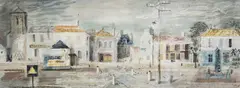 Walter Goetz, A Town In Charentes Maritimes, watercolour 27 cm by 71 cm