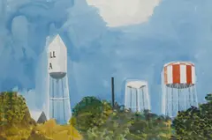 Kenneth Rowntree, Water Towers, Georgia, watercolour 39 cm by