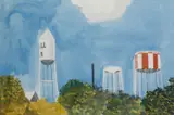 Kenneth Rowntree, Water Towers, Georgia, watercolour 39 cm by