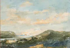 Dorothy Malcolmson, The Inlet, oil on board sold together with another landscape by the same hand the largest 11 c