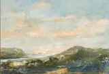 Dorothy Malcolmson, The Inlet, oil on board sold together with another landscape by the same hand the largest 11 c