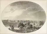 John Bulteel Fisher, Â View Of Eton College From The Eastern Edge Of Windsor, ink and pencil
