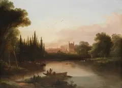 Joseph Charles Barrow, Eton College From Old Windsor, oil on canvas
