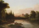 Joseph Charles Barrow, Eton College From Old Windsor, oil on canvas