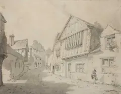 William Alexander, Â A County Street Scene, Possibly In Wales., pencil with monochrome washes on laid paper