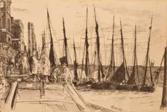 James Abbott McNeill Whistler, Untitled, Etching and drypoint plate size: