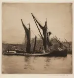 Mortimer Menpes, Â Hay Barges On The River Thames