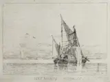 Miles Edmund Cotman, Hay Barge, Medway, etching (2)