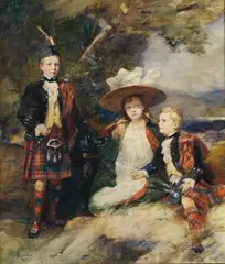 William Skeoch Cumming, Portrait Of The Mackinnon Children, watercolour with bodycolour 61cm by 53cm