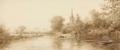 Figures Boating On The River At Bradford Upon Avon by W. W. Quatremain, pencil, sold Mar 2016