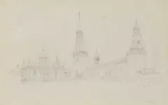 Alfred Gomersal Vickers, The Convent Of The Ascension And The Holy Gate, Moscow, pencil 25cm by