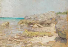 Carl Voorhees, A Pair Of Seascapes, oil on paper or board 15cm by 21cm