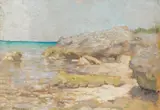 Carl Voorhees, A Pair Of Seascapes, oil on paper or board 15cm by 21cm