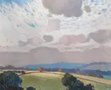 Edward Hartley Mooney, Cloudburst Over The Downs, oil on canvas 50cm by 60cm