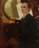 Brian Davis, Portrait Of Richard Gibson, oil on canvas 59cm by 48cm