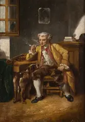 Jean Baptiste Madou, Portrait Of A Cellist And Portrait Of A Violinist Smoking A Pipe A, oil on panel Each: