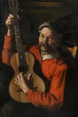 Jan Zamojski, Â A Portrait Of An Man Playing A Guitar, Oil on Canvas Image size: