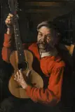 Jan Zamojski, Â A Portrait Of An Man Playing A Guitar, Oil on Canvas Image size: