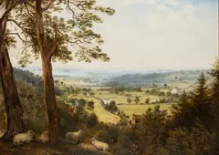 Frederick Richard Lee, A View From Edge Hill, Warwickshire, Oil on board Image size:
