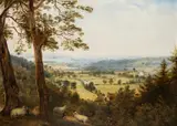 Frederick Richard Lee, A View From Edge Hill, Warwickshire, Oil on board Image size: