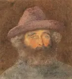 Helen Allingham, Portrait Of A Bearded Man In A Hat, Watercolour Image size: