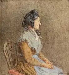 Helen Allingham, Â The Blue Shawl, Watercolour Image size: