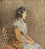 Helen Allingham, Â The Blue Shawl, Watercolour Image size: