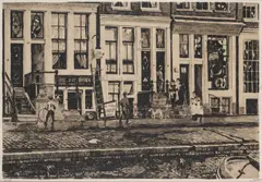 Willem Witsen, Amsterdam, Oude Waal, Etching Plate size: