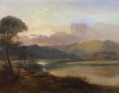 Thomas Whittle, Scene Of A Lake, Oil on canvas Image size: