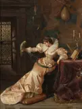 Pio Ricci, The Pet Parrot, Oil on canvas Image size:
