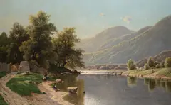 Fritz Chwala, A Mountainous Lake Landscape, Oil on canvas Image size: