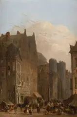 James D. Barnett, Old Town Normandy, Oil on board Image size: