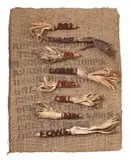 Dan Halter and Oliver Barnett, Mi Throw Mi Corn Neva Call Nuh Fowl, 2017, heirloom meilies and hessian