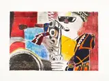 Dedicated to Victor Ndlazilwana by Sam Nhlengethwa, colour lithograph, offered Nov 2017