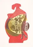 Lucky Sibiya, Mabatha is King from uMabatha portfolio, colour woodcut