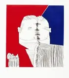 Robert Hodgins, New Boy on the Block, etching and colour aquatint