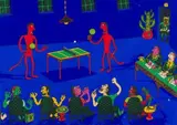 Ping Pong by Norman Catherine, colour screenprint, sold Nov 2017