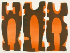 Three Abstract Figures by Hannes Harrs, colour screenprint, sold Nov 2017