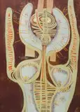 Cecil Skotnes, Elongated Figure, colour woodcut